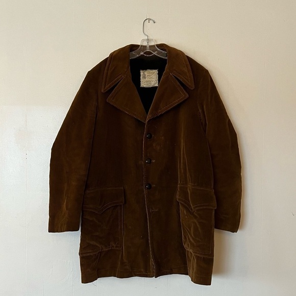 𝅺LONDON Fog 1930s Corduroy Split Hem Long Jacket - Picture 1 of 10